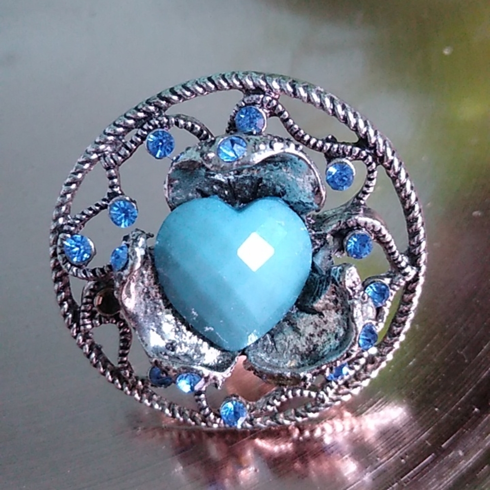 🌵#119 Light Blue one size fits all statement fashion ring
